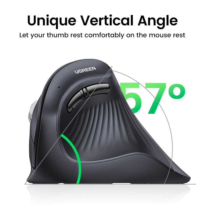 Ergonomic Vertical Mouse Wireless Bluetooth5.0 2.4G, 6 Mute Buttons, 4000DPI for MacBook Laptop PC