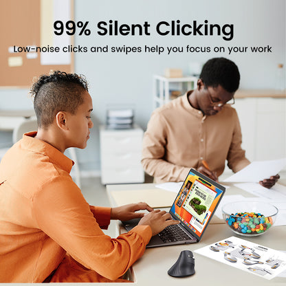 Ergonomic Vertical Mouse Wireless Bluetooth5.0 2.4G, 6 Mute Buttons, 4000DPI for MacBook Laptop PC