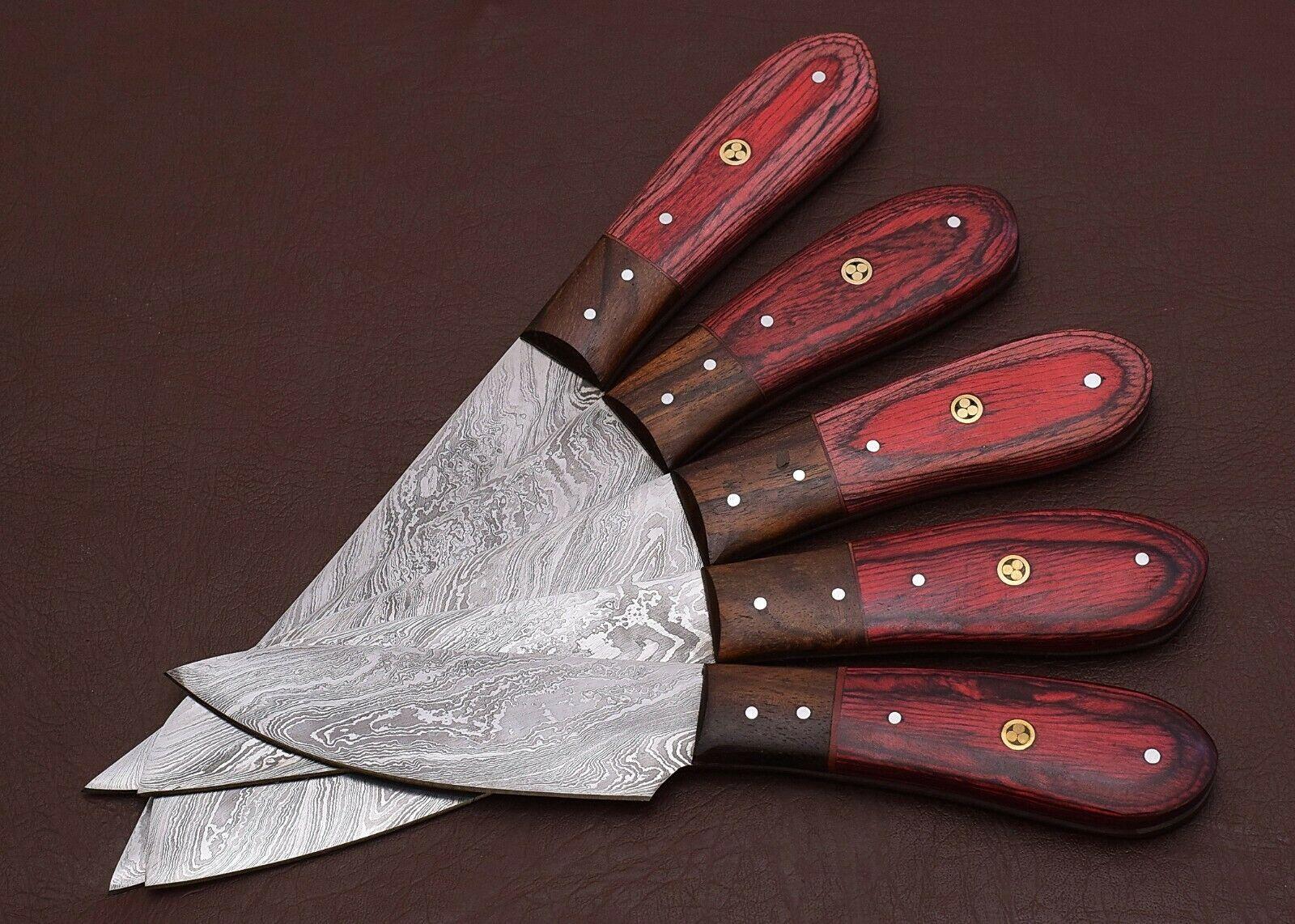 Damascus Steel Kitchen Cutlery Set  5Pc Handmade Chef Knives With Sheath 1
