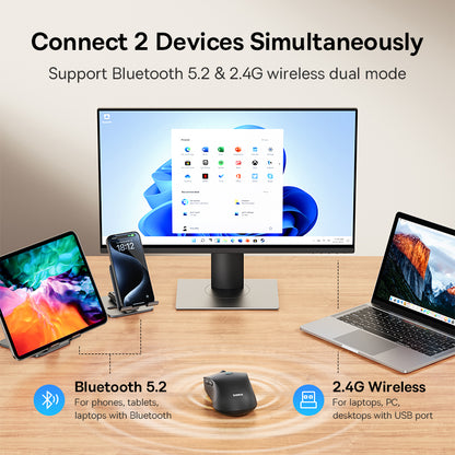 Wireless Mouse Baseus F02 Bluetooth 52 24G 4000DPI Ergonomic 7 Mute Buttons Mice For MacBook IPad T 1