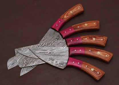 Forged Damascus Steel Kitchen Knife Set  Professional 5 Piece Chef Set 1