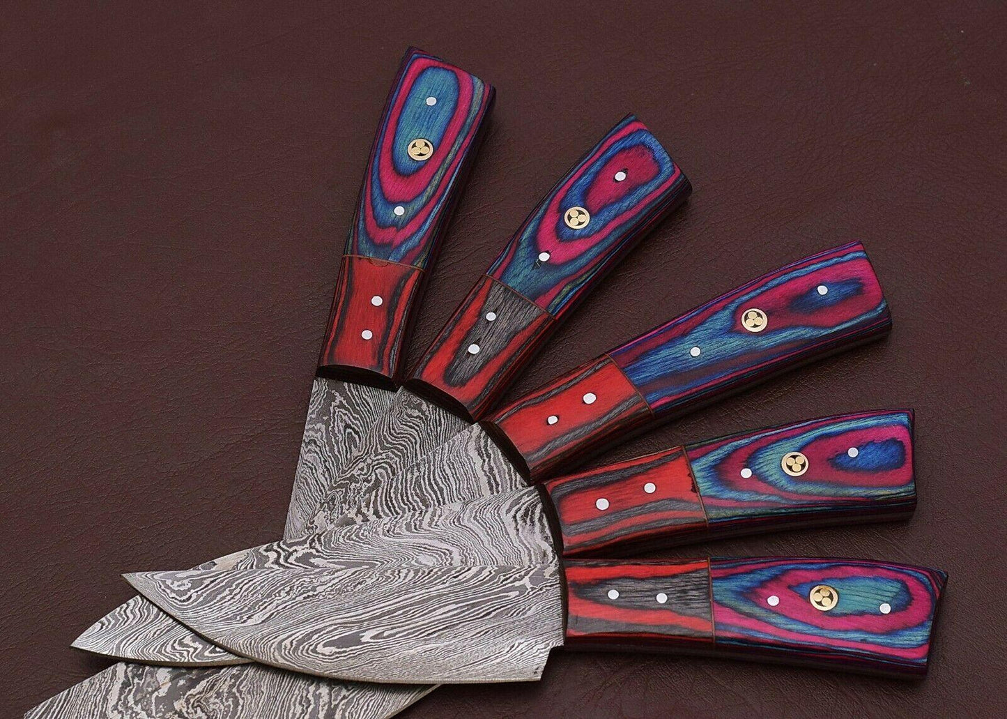 Artisan Damascus Steel Chef Knives Set Of 5  Hand Forged Kitchen Cutlery 3