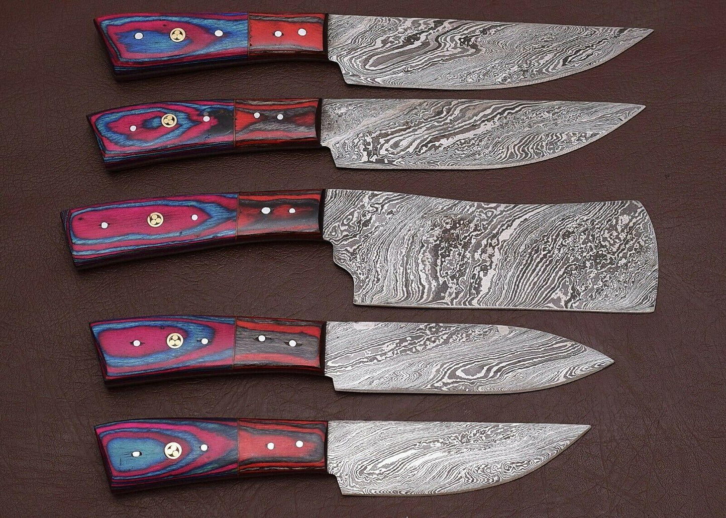 Artisan Damascus Steel Chef Knives Set Of 5  Hand Forged Kitchen Cutlery 2