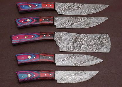Artisan Damascus Steel Chef Knives Set Of 5  Hand Forged Kitchen Cutlery 2