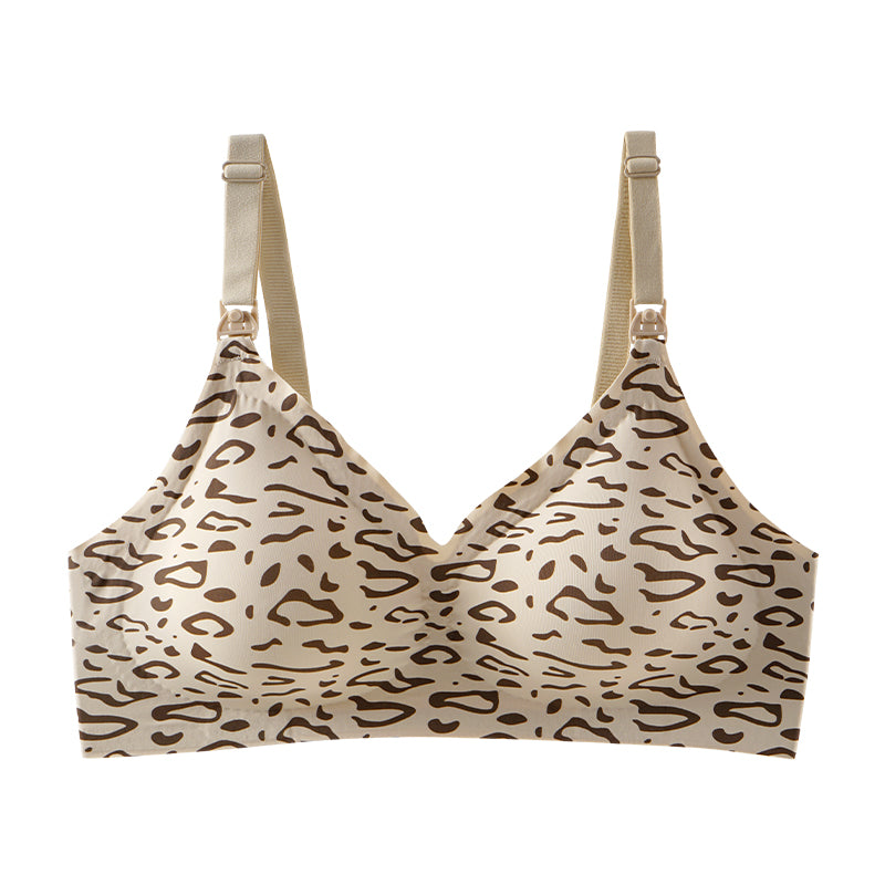 Nursing Underwear Leopard Print Maternity Bra No Steel Ring Anti Sagging Comfort 7