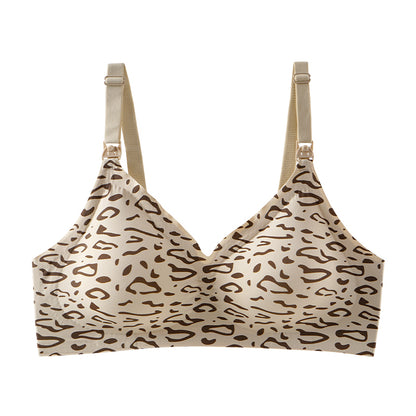 Nursing Underwear Leopard Print Maternity Bra No Steel Ring Anti Sagging Comfort 7