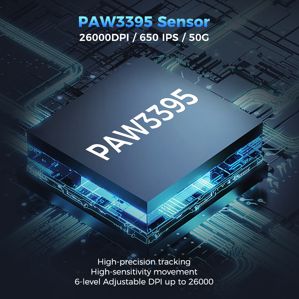 Wireless Gaming Esports Mouse PAW3395, M600 V2 Black, 55g 26000DPI 6 Buttons