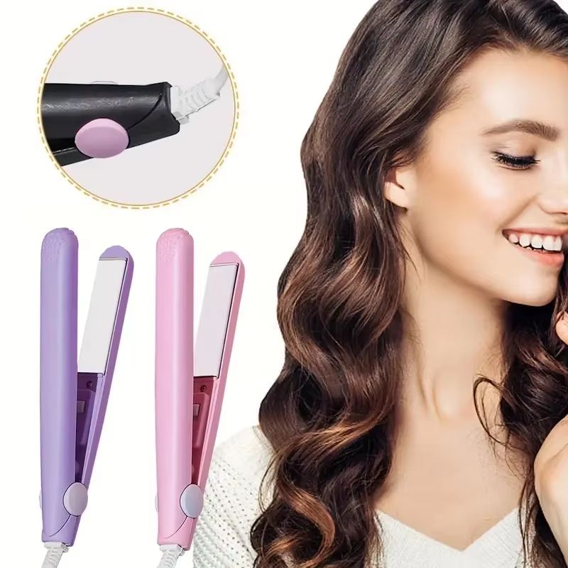 Mini Ceramic Hair Straightener – Quick Heating Styling Tool for Bangs, Curling & Travel