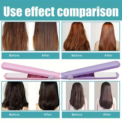 Mini Ceramic Hair Straightener  Quick Heating Styling Tool For Bangs Curling  Travel 5