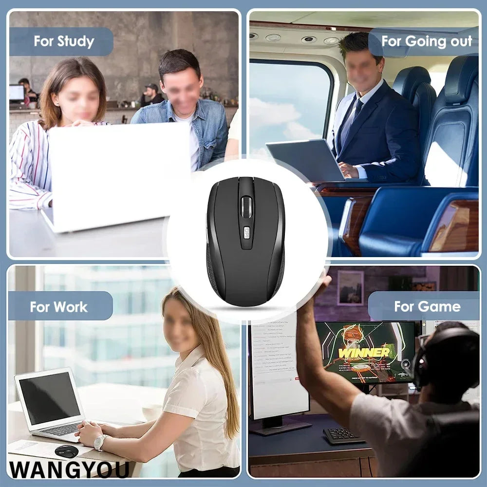 Silent Mouse, 2.4G Wireless Mouse, Adjustable DPI Level, Portable Charging, Mobile Optical Office Mouse for Laptop