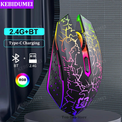 RGB Gaming Mouse, Bluetooth 5.2 Wireless Mouse, Silent Mouse Rechargeable Mouse, DPI Mouse for PC Laptop Macbook
