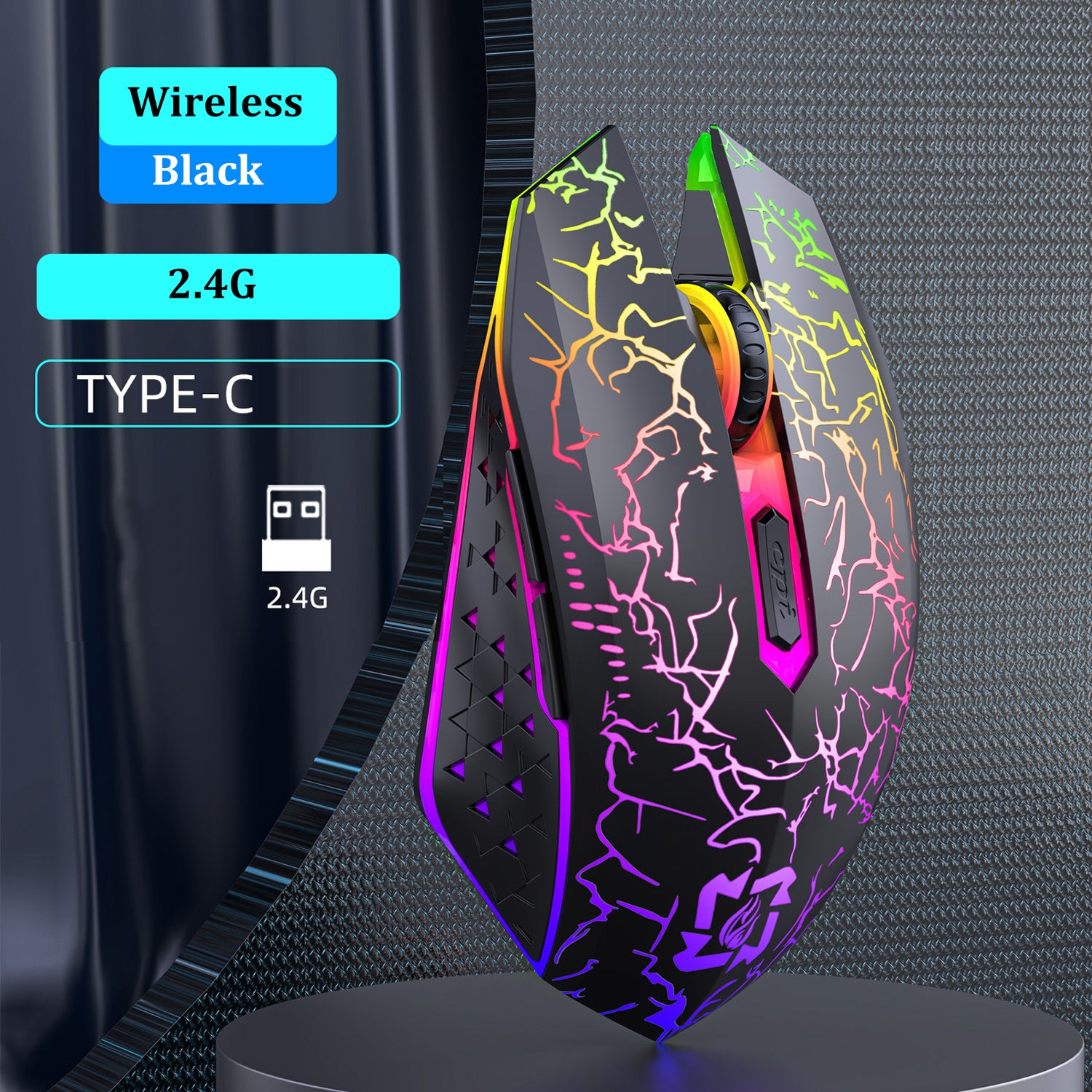 RGB Gaming Mouse, Bluetooth 5.2 Wireless Mouse, Silent Mouse Rechargeable Mouse, DPI Mouse for PC Laptop Macbook