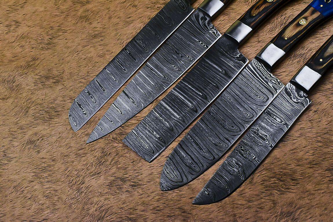 Damascus Steel Chef Knife Collection  5 Pc Handmade Kitchen Set 3