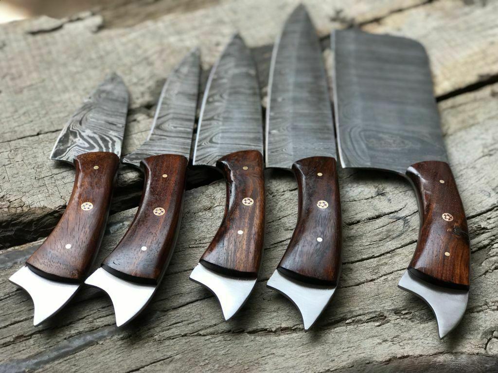 Handmade Damascus Chef Knife Set Of 5  Premium Kitchen Knives 1