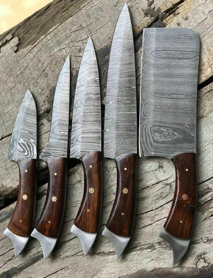 Handmade Damascus Chef Knife Set Of 5  Premium Kitchen Knives 2