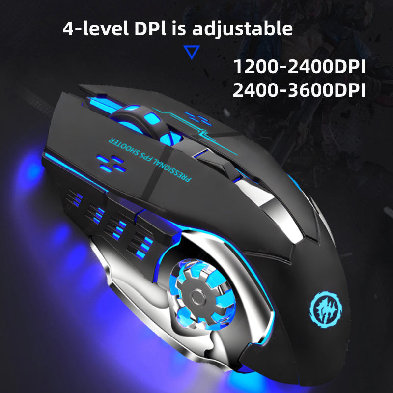 Backlight PC Gamer Mouse, Rechargeable Wireless Mouse, 2.4G USB Silent Bluetooth