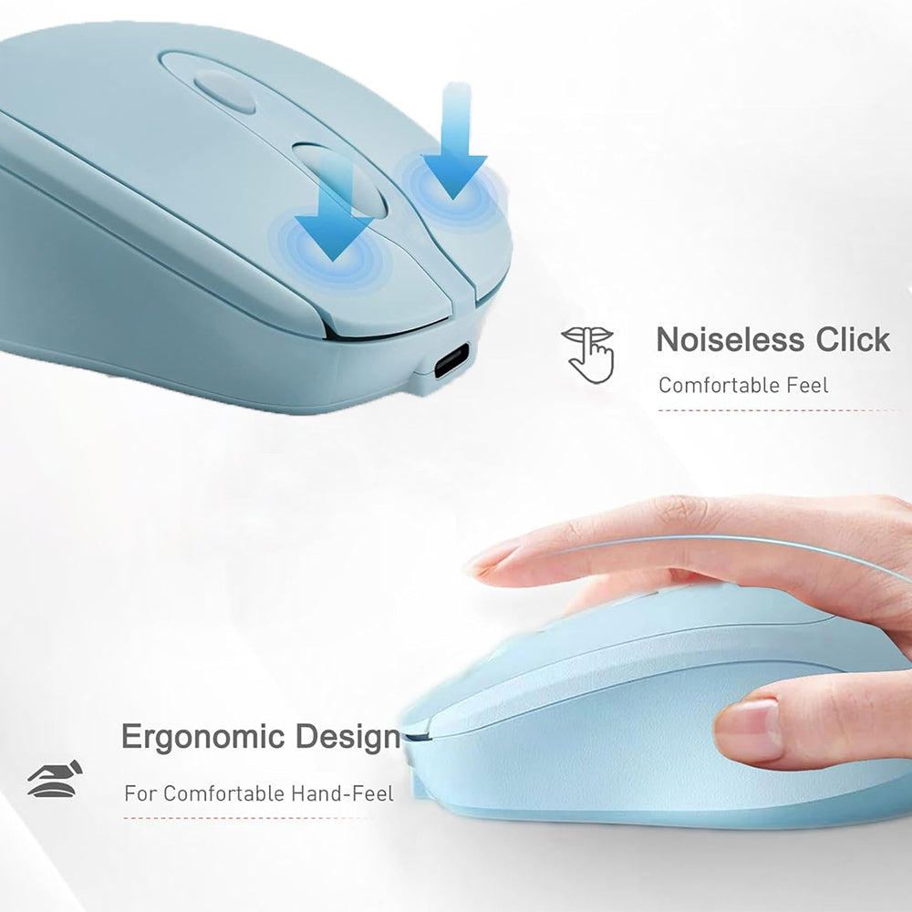 2.4G Bluetooth Compatible Wireless Mouse, Rechargeable Wireless Computer Mouse, USB Silent Gamer Mice for Laptop Macbook