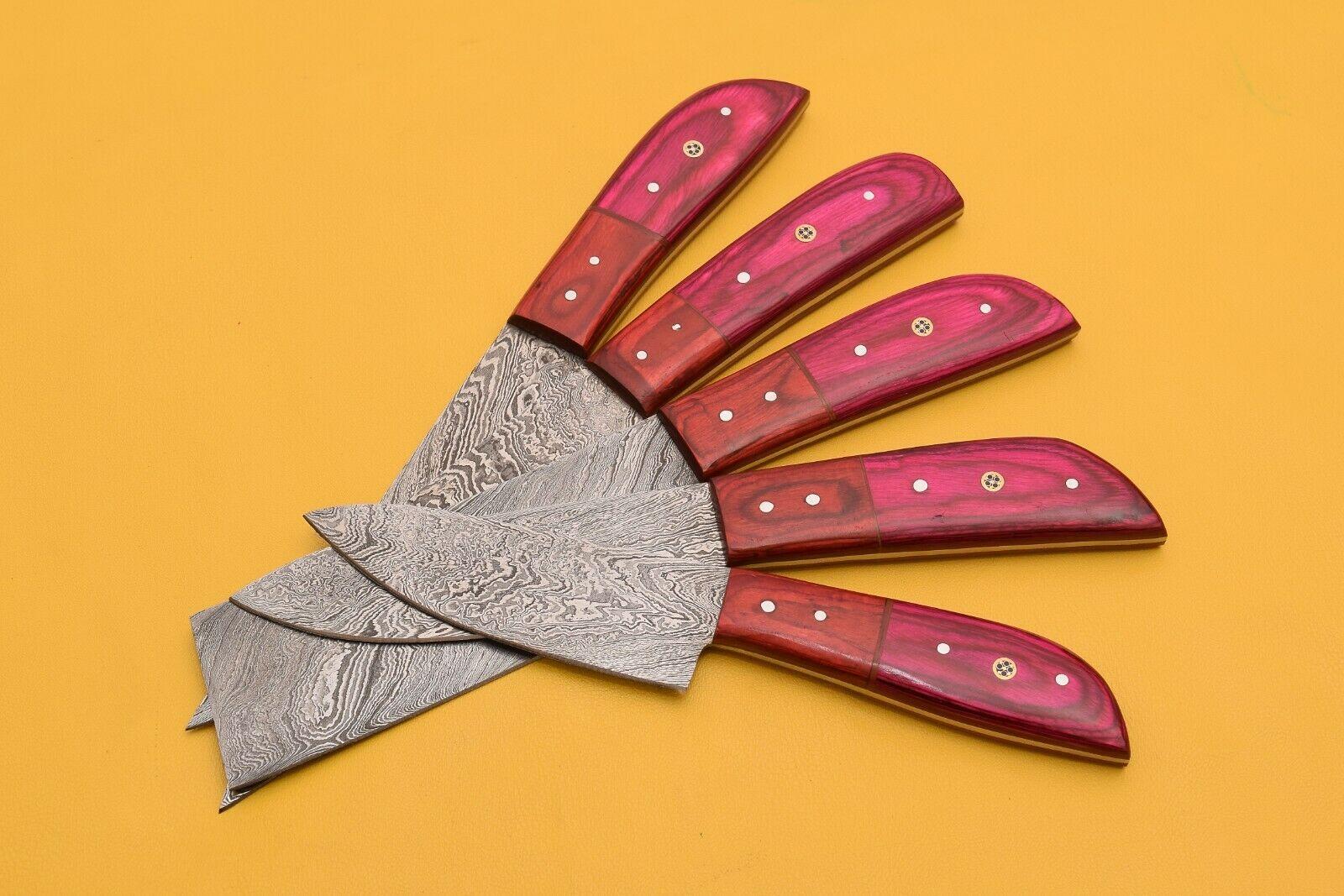 Damascus Chef Knives Handmade  5 Pc Dollar Wood Handle Set 2