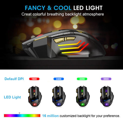 PC Gamer Mouse Computer Gaming Mouse Rechargeable Bluetooth Mouse Wireless Ergonomic Mause 5500 DPI 1