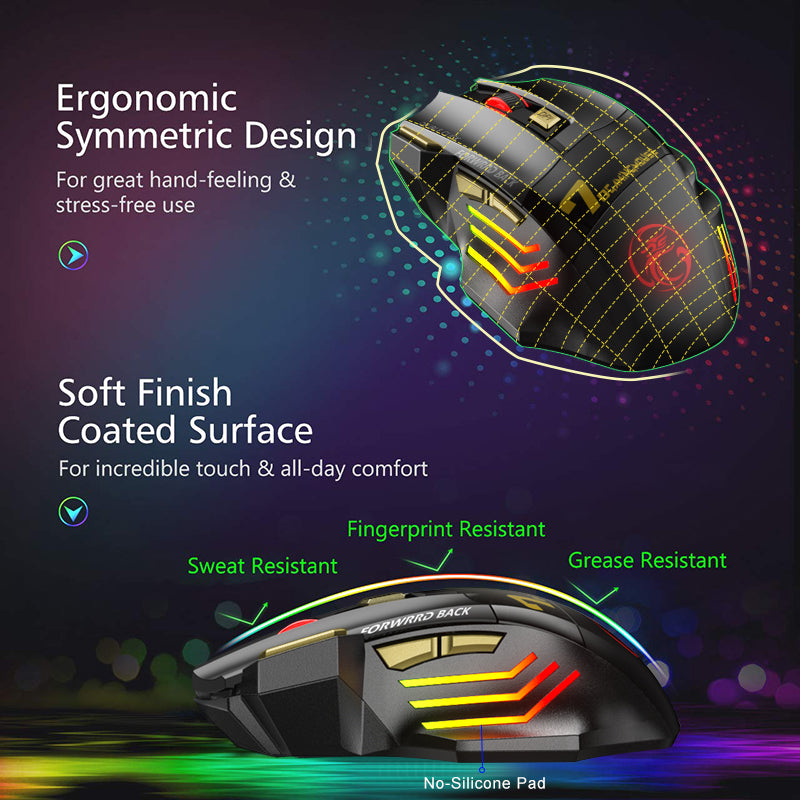PC Gamer Mouse Computer Gaming Mouse Rechargeable Bluetooth Mouse Wireless Ergonomic Mause 5500 DPI 2