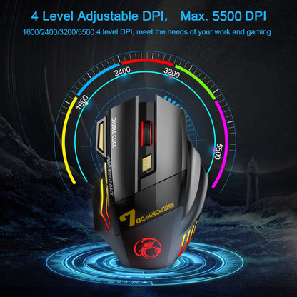 PC Gamer Mouse Computer Gaming Mouse Rechargeable Bluetooth Mouse Wireless Ergonomic Mause 5500 DPI 3