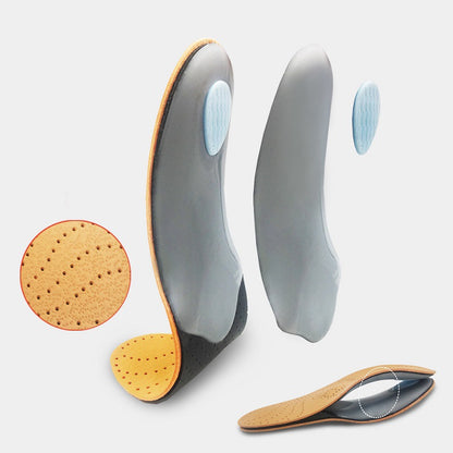Orthopedic Leather Insole for Flat Feet Arch Support, Sport Comfort Insoles for Men and Women Shoe Sole