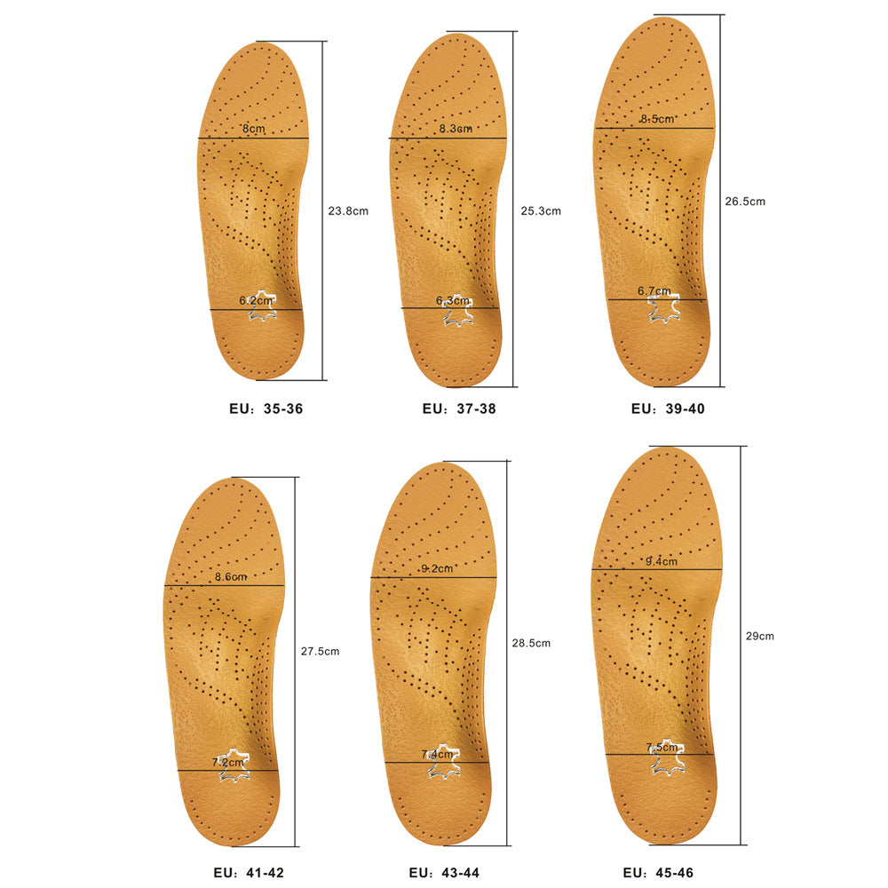 Orthopedic Leather Insole for Flat Feet Arch Support, Sport Comfort Insoles for Men and Women Shoe Sole