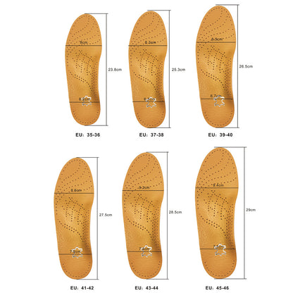 Orthopedic Leather Insole for Flat Feet Arch Support, Sport Comfort Insoles for Men and Women Shoe Sole