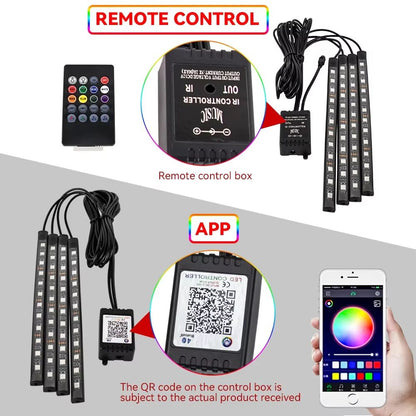 LED Car Interior Ambient Lights  RGB Footwell Lamp Kit With Remote  APP Music Control 3