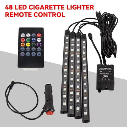 LED Car Interior Ambient Lights  RGB Footwell Lamp Kit With Remote  APP Music Control 9