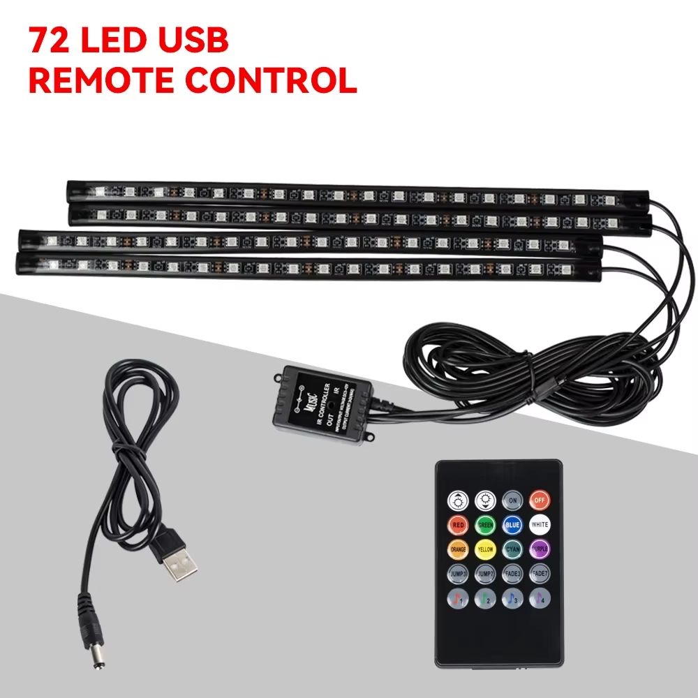 LED Car Interior Ambient Lights  RGB Footwell Lamp Kit With Remote  APP Music Control 14
