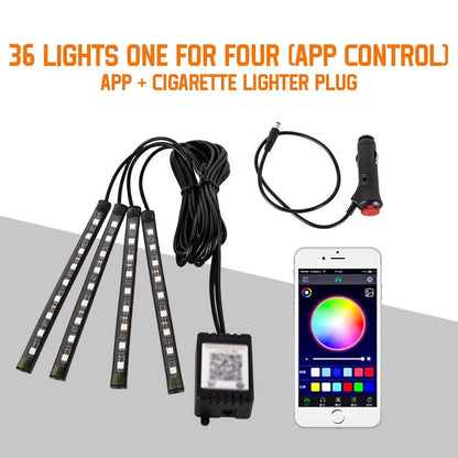 LED Car Interior Ambient Lights  RGB Footwell Lamp Kit With Remote  APP Music Control 17