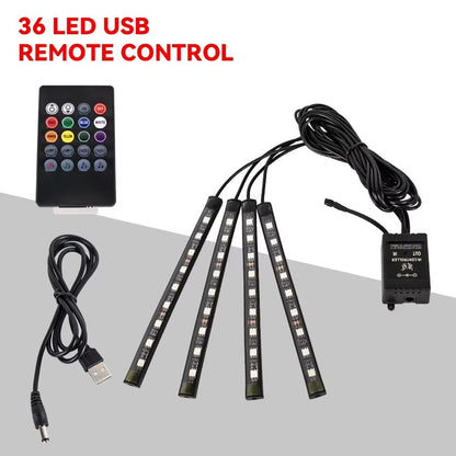 LED Car Interior Ambient Lights  RGB Footwell Lamp Kit With Remote  APP Music Control 6