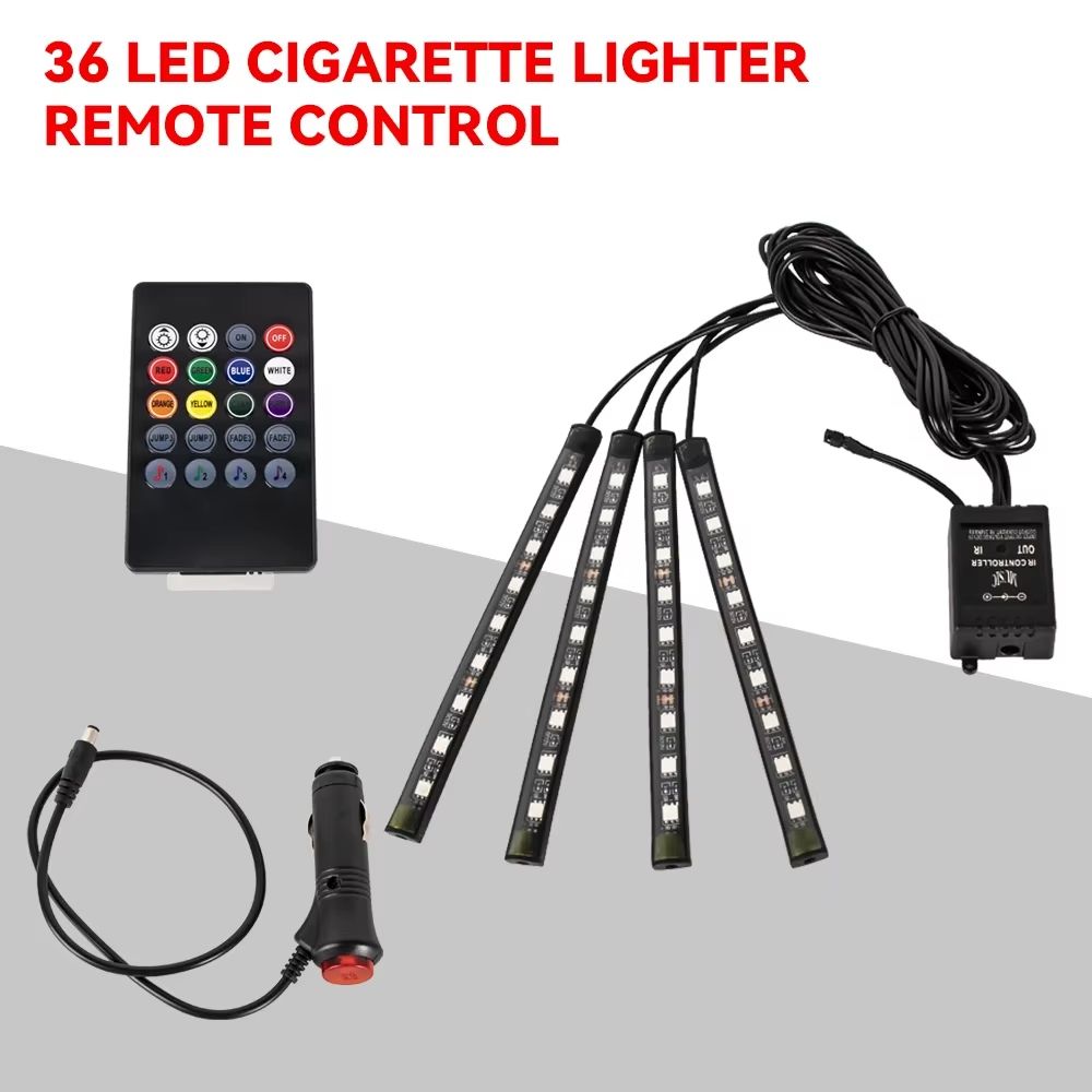 LED Car Interior Ambient Lights  RGB Footwell Lamp Kit With Remote  APP Music Control 7