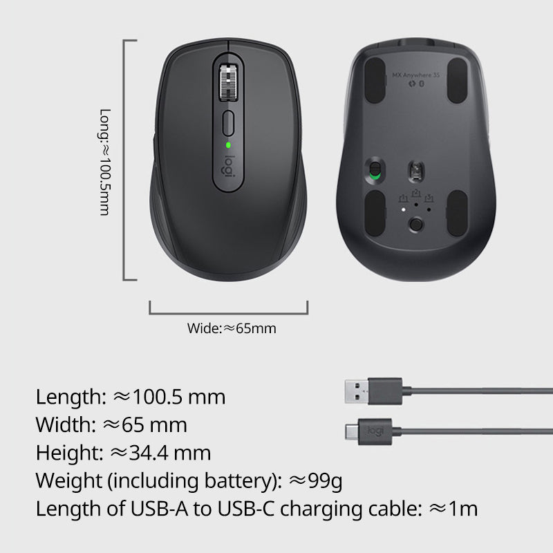 MX Anywhere 3S Logitech Master Series Wireless Silent Bluetooth Mouse Soft Sound Office Female Tabl 5