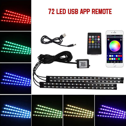 LED Car Interior Ambient Lights  RGB Footwell Lamp Kit With Remote  APP Music Control 21