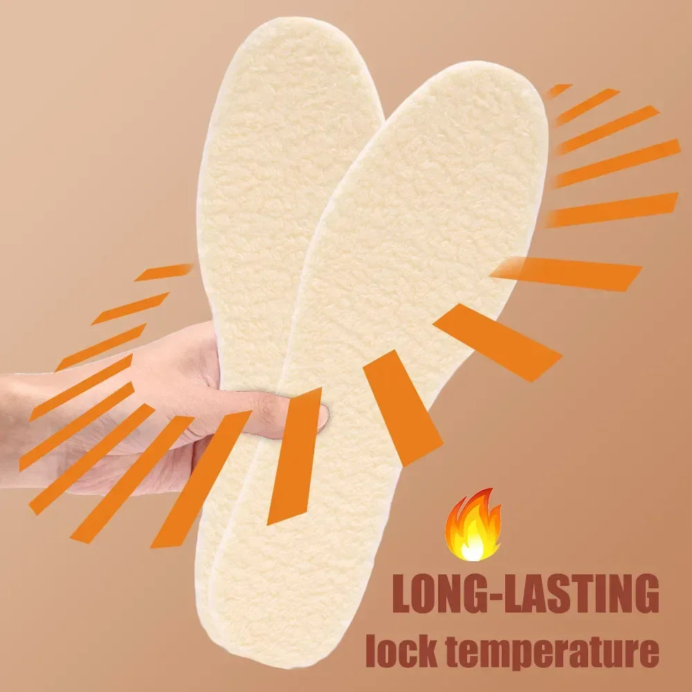 Winter Natural Lamb Fleece Insoles For Men  Women Soft Wool Thicken Shoepad Cashmere Insert Thermal 3