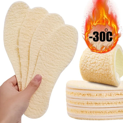 Winter Natural Lamb Fleece Insoles for Men & Women, Soft Wool Thicken Shoepad, Cashmere Insert Thermal Shoe Pads
