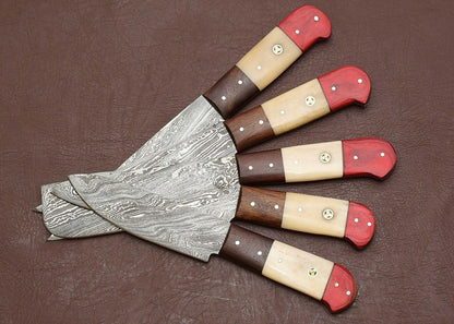 Hand Forged Damascus Steel Kitchen Knife Set  5 Pc Professional Chef Knives 2