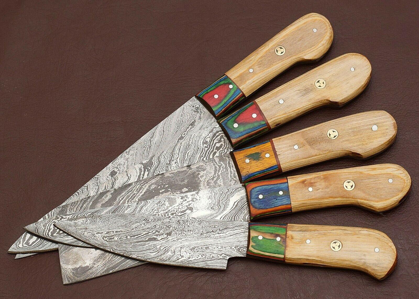 Custom Damascus Steel Chef Knives Set Of 5  Forged Kitchen Cutlery 3