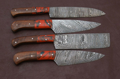 Artisan Handmade Damascus Steel 4Pc Kitchen Knife Collection 2