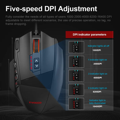 RGB Gaming Mouse X39 USB Wired 19 Buttons Programmable Game Optical Mice For Computer PC Laptop 2