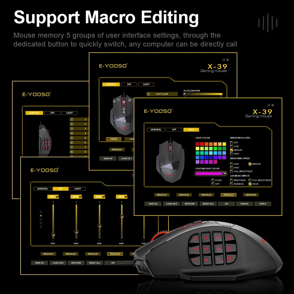 RGB Gaming Mouse X39 USB Wired 19 Buttons Programmable Game Optical Mice For Computer PC Laptop 3