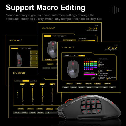 RGB Gaming Mouse X39 USB Wired 19 Buttons Programmable Game Optical Mice For Computer PC Laptop 3