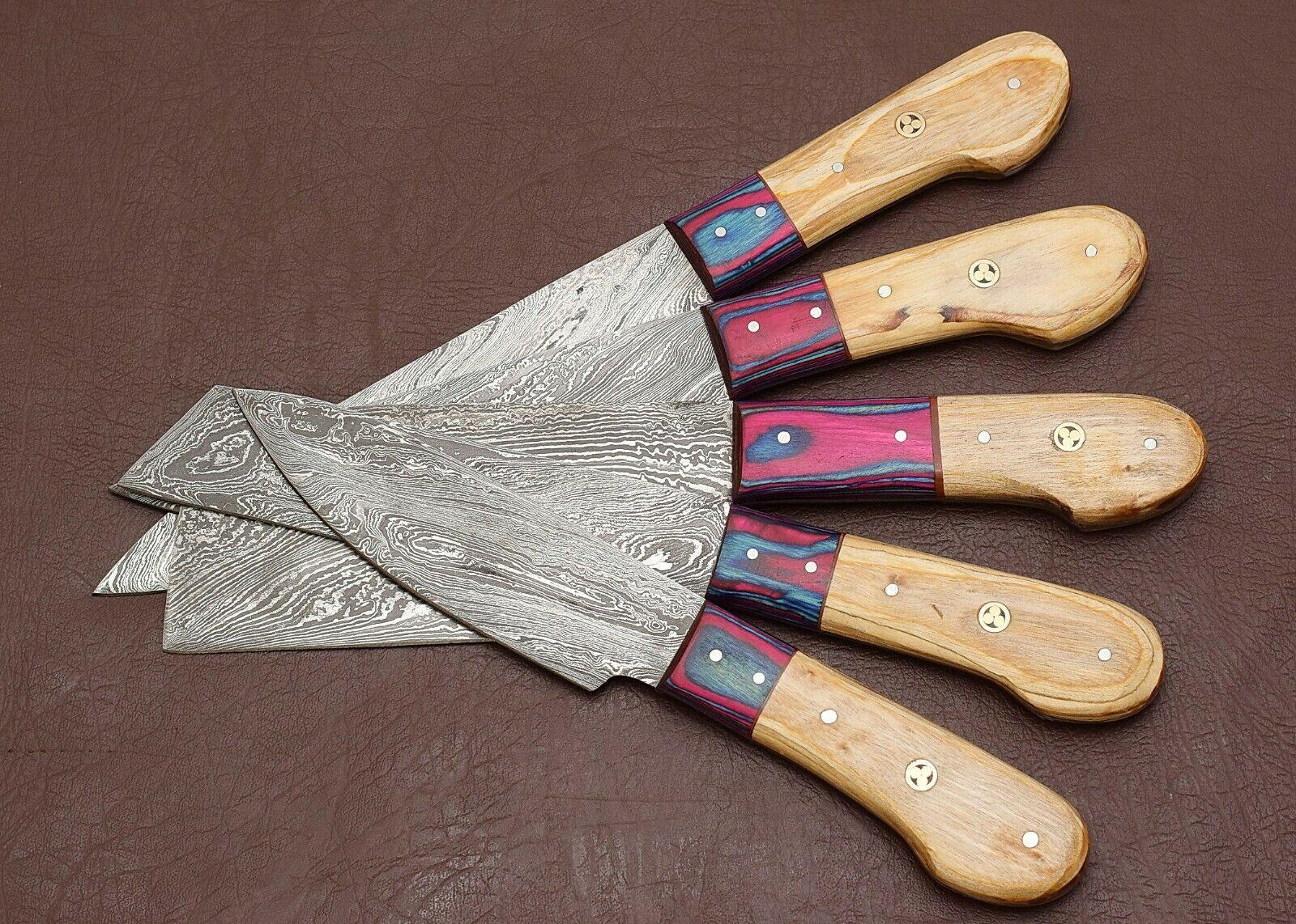 Professional Damascus Steel Kitchen Knife Set  Hand Forged Chef Knives 2