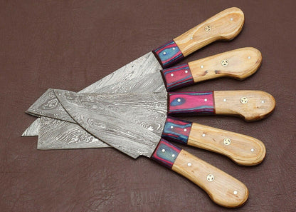 Professional Damascus Steel Kitchen Knife Set  Hand Forged Chef Knives 2