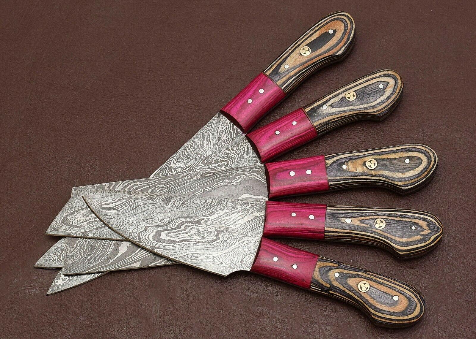 Custom Hand Forged Damascus Steel Knife Set  5 Pc Chef Collection 1