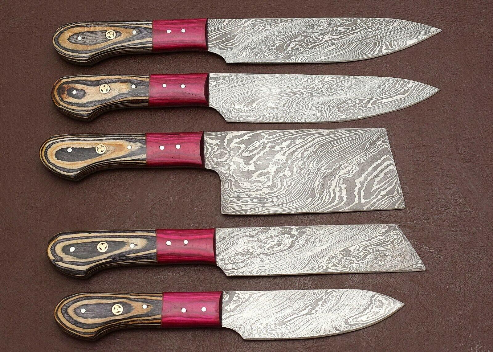 Custom Hand Forged Damascus Steel Knife Set  5 Pc Chef Collection 2