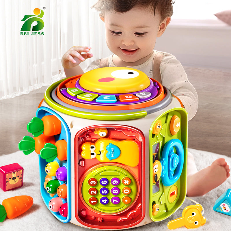 Baby Educational Toy with Music & Lights, 9 Panel Activity Cube for Toddler Learning,Developmental Sensory Toy
