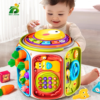 Baby Educational Toy with Music & Lights, 9 Panel Activity Cube for Toddler Learning,Developmental Sensory Toy
